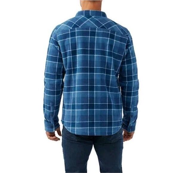 Voyager Mens Super Plush Shirt Jacket Shacket Plaid Blue Snap Button Big Sz 3XL - Picture 2 of 12